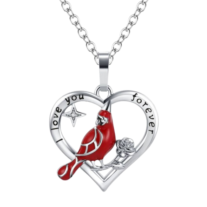 Cardinal Heart Pendant Necklace