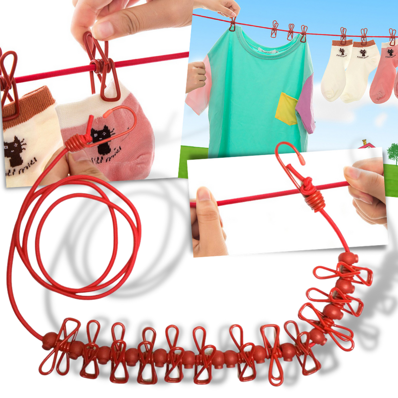4m Stretch Camping Clothesline with Pegs