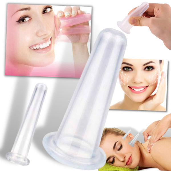 4 Silicone Cups for Facial Massage Cupping