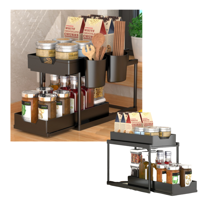 Double-Drawer Kitchen Spice Rack