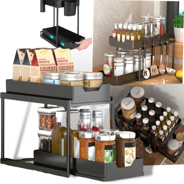 Double-Drawer Kitchen Spice Rack