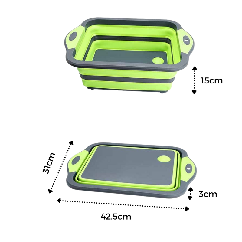 Collapsible Cutting Board with Basket