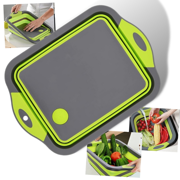 Collapsible Cutting Board with Basket