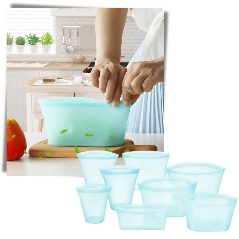 8-Pack Reusable Food Silicone Bags