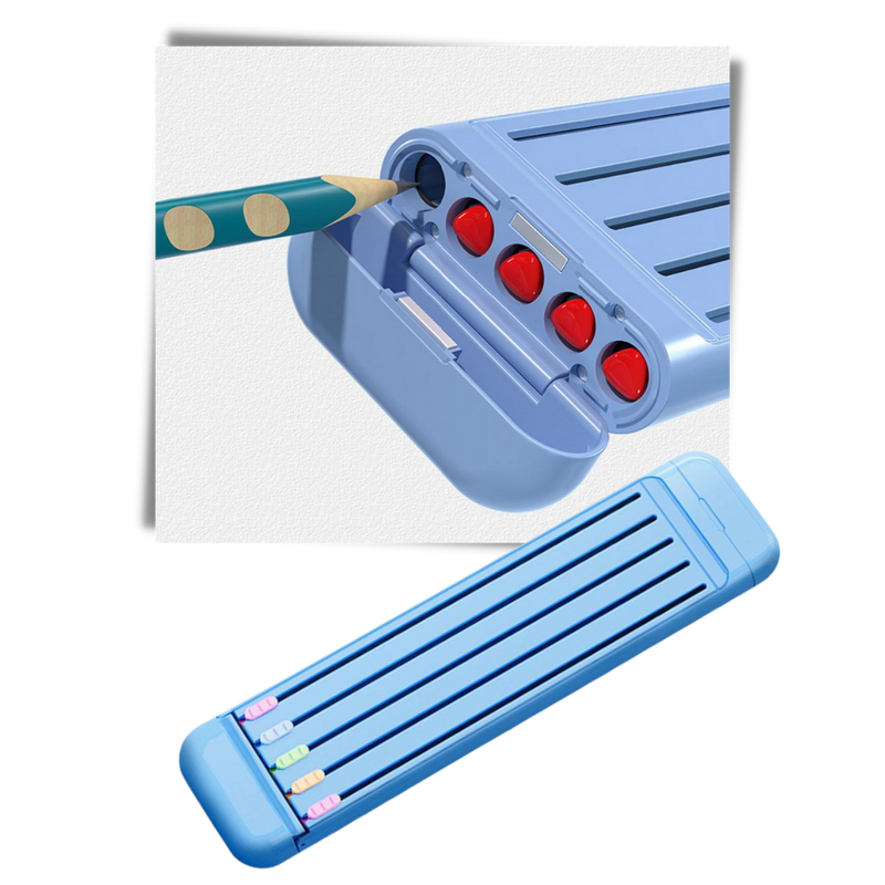 Hard Pencil Case with Pencils & Ruler