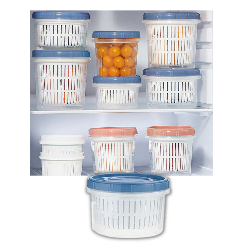Stackable Food Container with Drainer