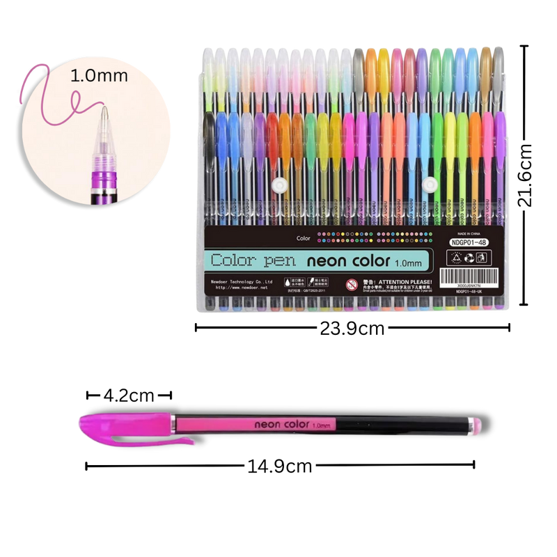 48-Color Glitter Gel Pens Set