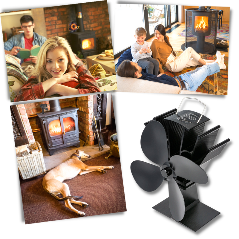 4-Blade Heat Powered Stove Fan for fireplaces