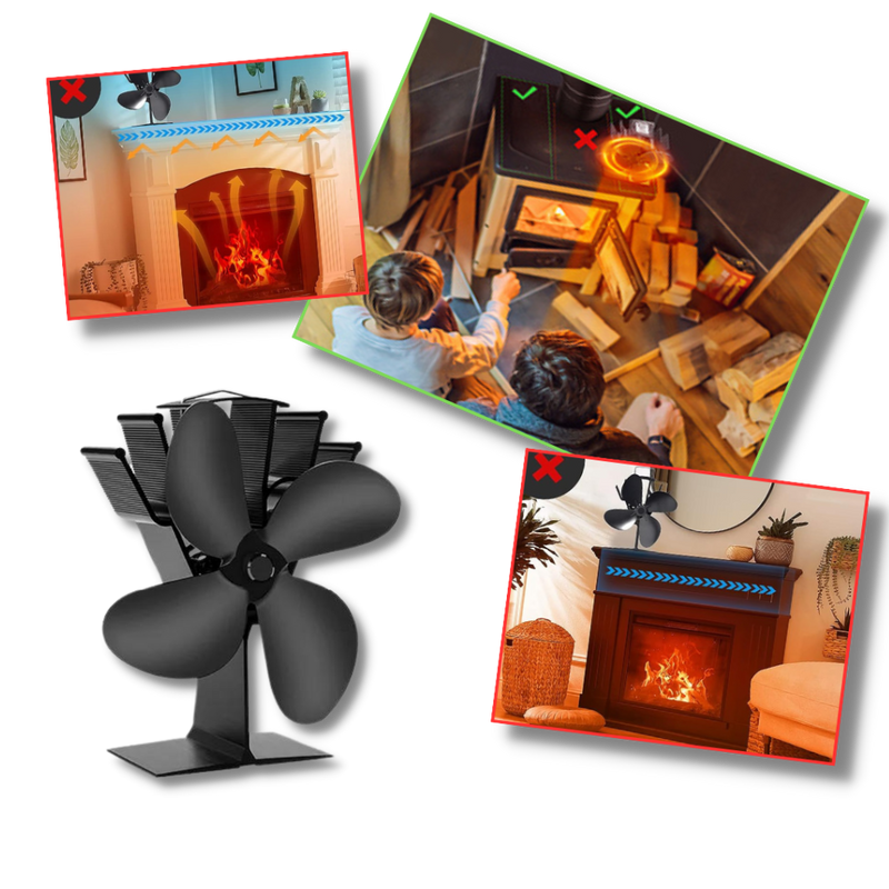 4-Blade Heat Powered Stove Fan for fireplaces