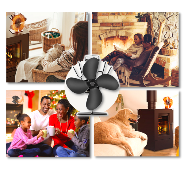 4-Blade Heat Powered Stove Fan for fireplaces