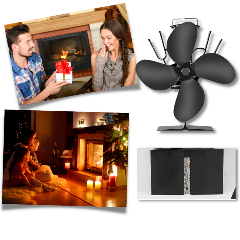 4-Blade Heat Powered Stove Fan for fireplaces