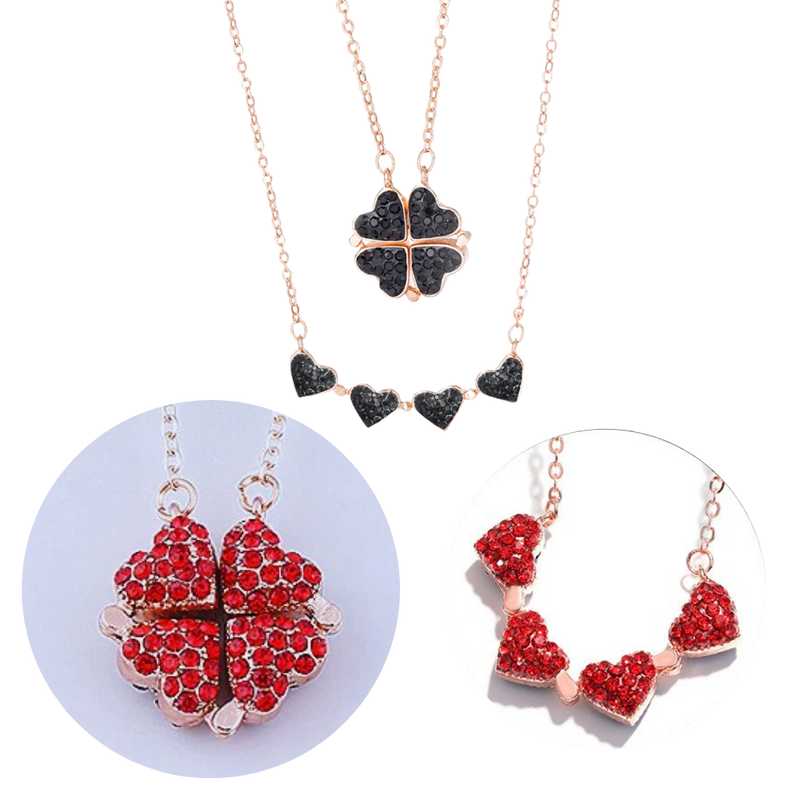 Adjustable 4 Leaf Clover Heart Necklace