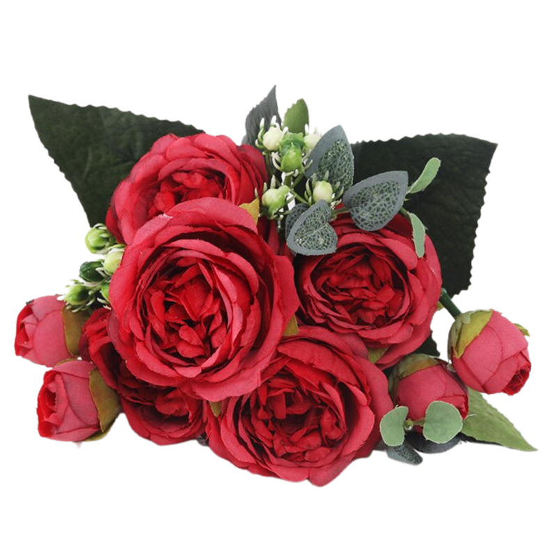 Artificial Silk Peony and Roses Flower Bouquet