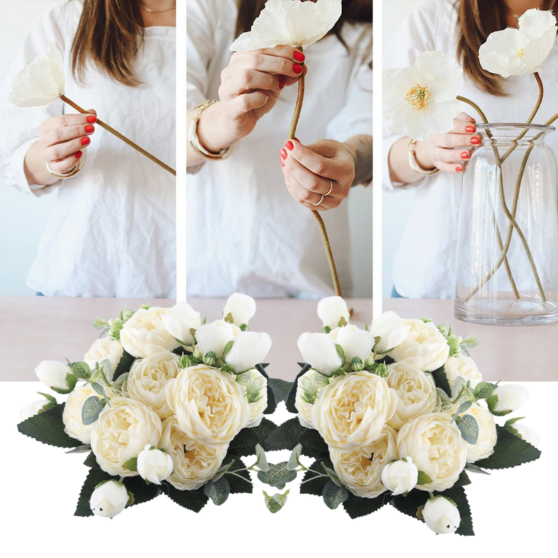 Artificial Silk Peony and Roses Flower Bouquet