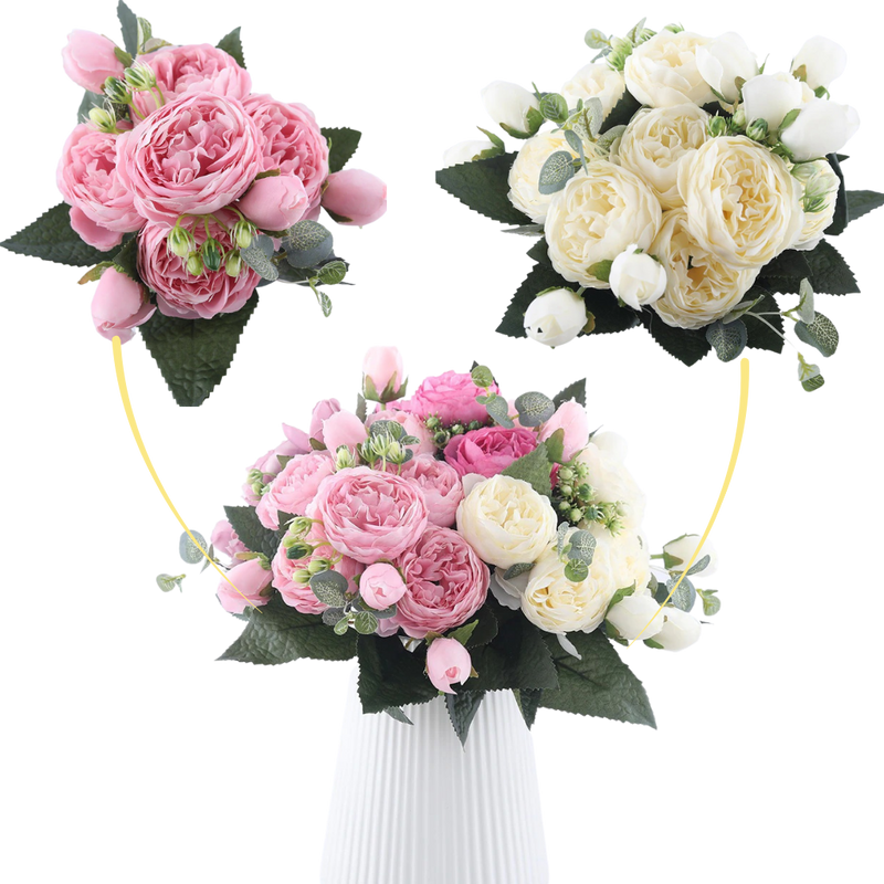 Artificial Silk Peony and Roses Flower Bouquet
