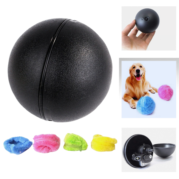 Automatic moving roller ball for dog with changeable covers