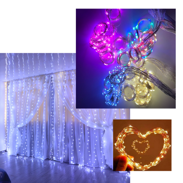 String Curtain of Fairy Lights with Remote Control