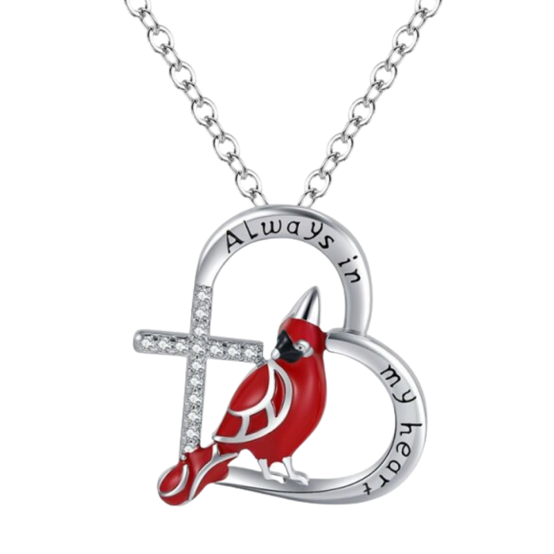Cardinal Heart Pendant Necklace