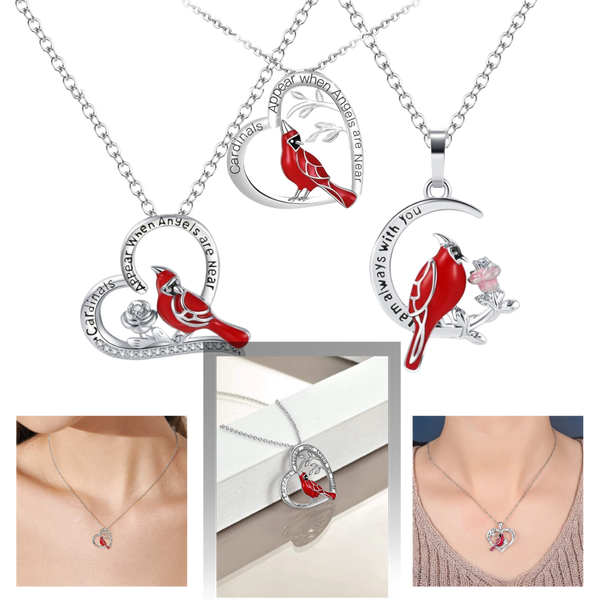 Cardinal Heart Pendant Necklace