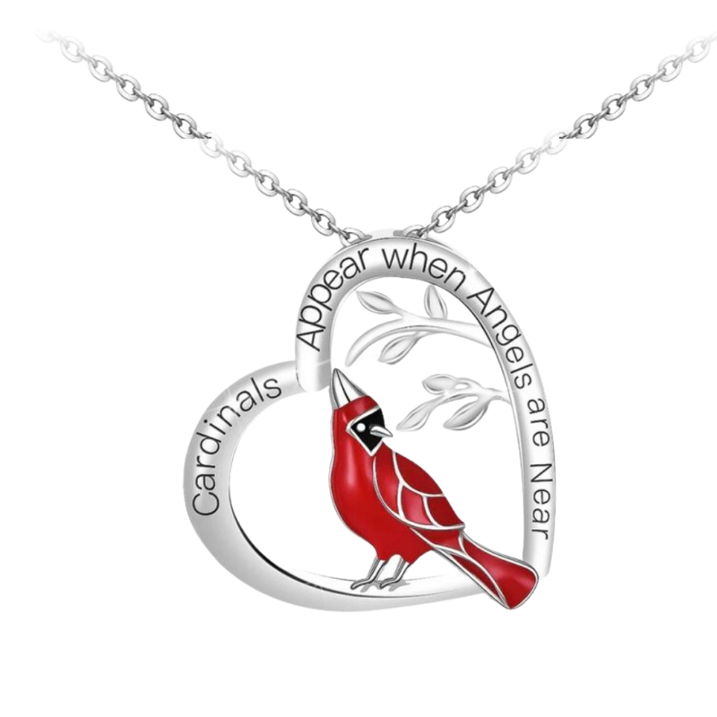 Cardinal Heart Pendant Necklace