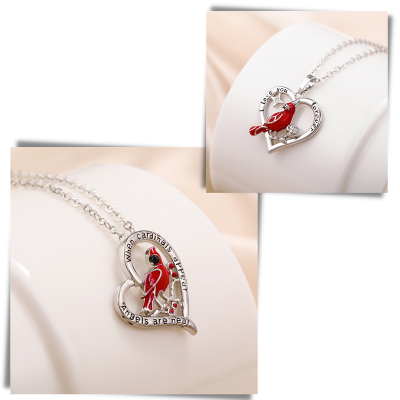 Cardinal Heart Pendant Necklace