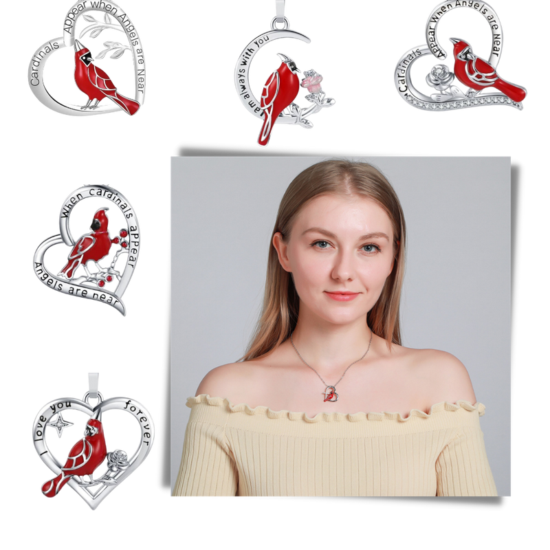 Cardinal Heart Pendant Necklace