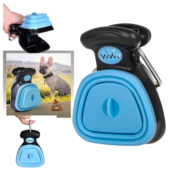 Foldable dog poop scoop with bag dispenser