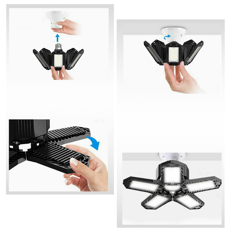 Garage Light with 5 Foldable Panels