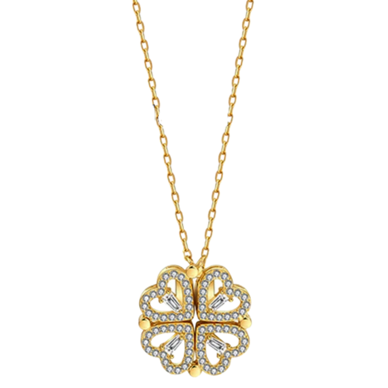 Four-Leaf Heart-Shaped Necklace