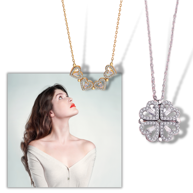 Four-Leaf Heart-Shaped Necklace