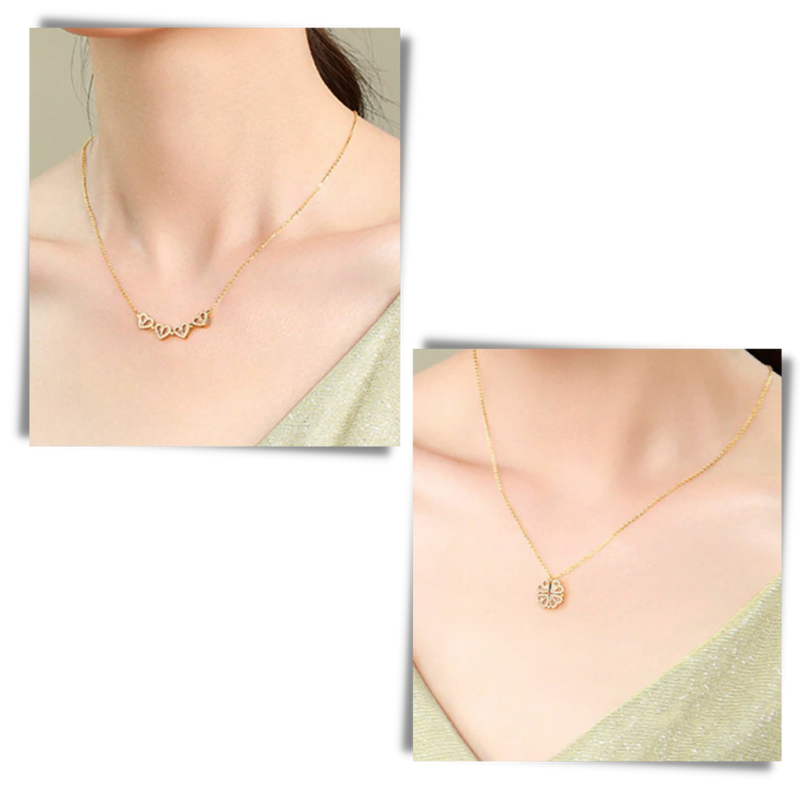 Four-Leaf Heart-Shaped Necklace