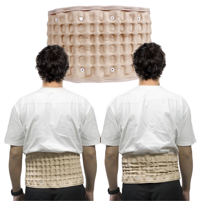 Inflatable decompression lumbar support belt
