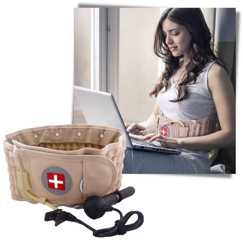 Inflatable decompression lumbar support belt