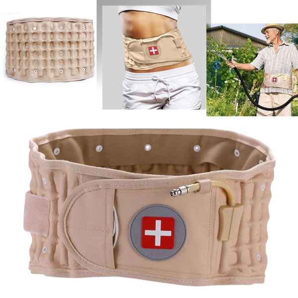 Inflatable decompression lumbar support belt