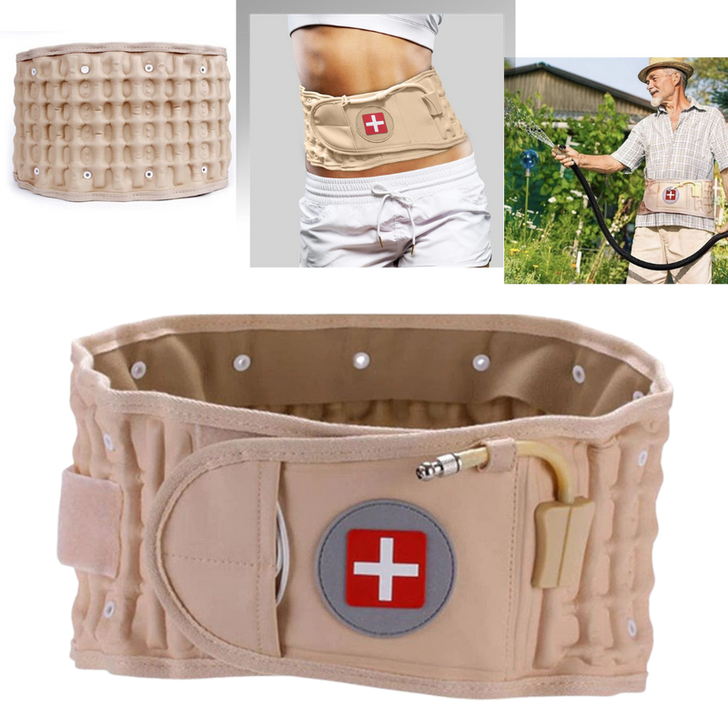 Inflatable decompression lumbar support belt