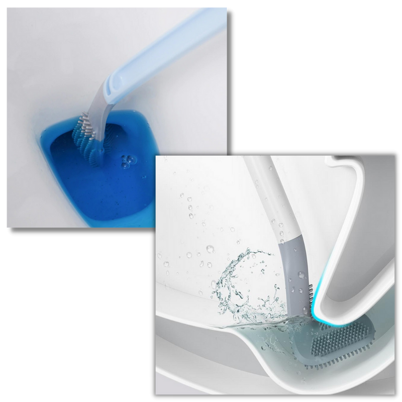 Long handle toilet brush with wall mounted base