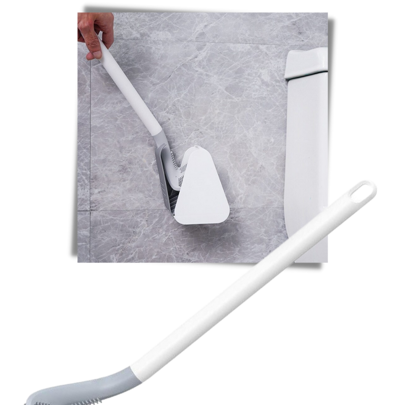 Long handle toilet brush with wall mounted base