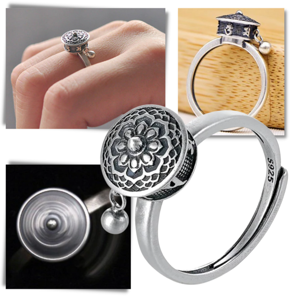 Spinning Buddhist Mantra Ring for Women