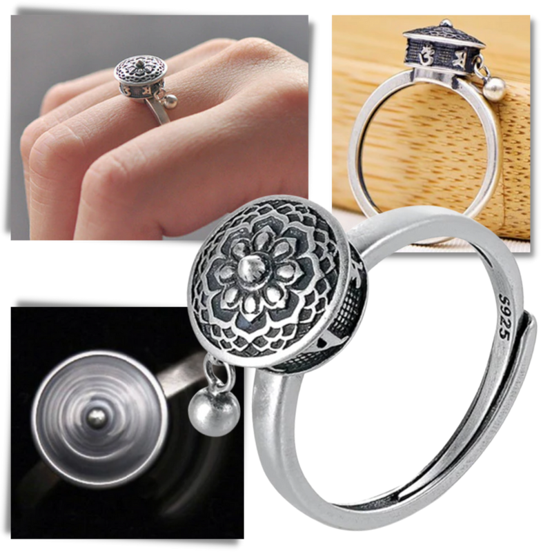 Spinning Buddhist Mantra Ring for Women