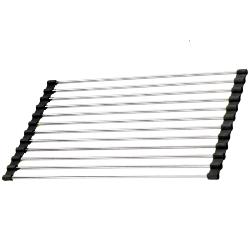 Roll-up stainless steel drainer for dishes and food