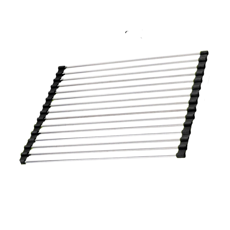 Roll-up stainless steel drainer for dishes and food