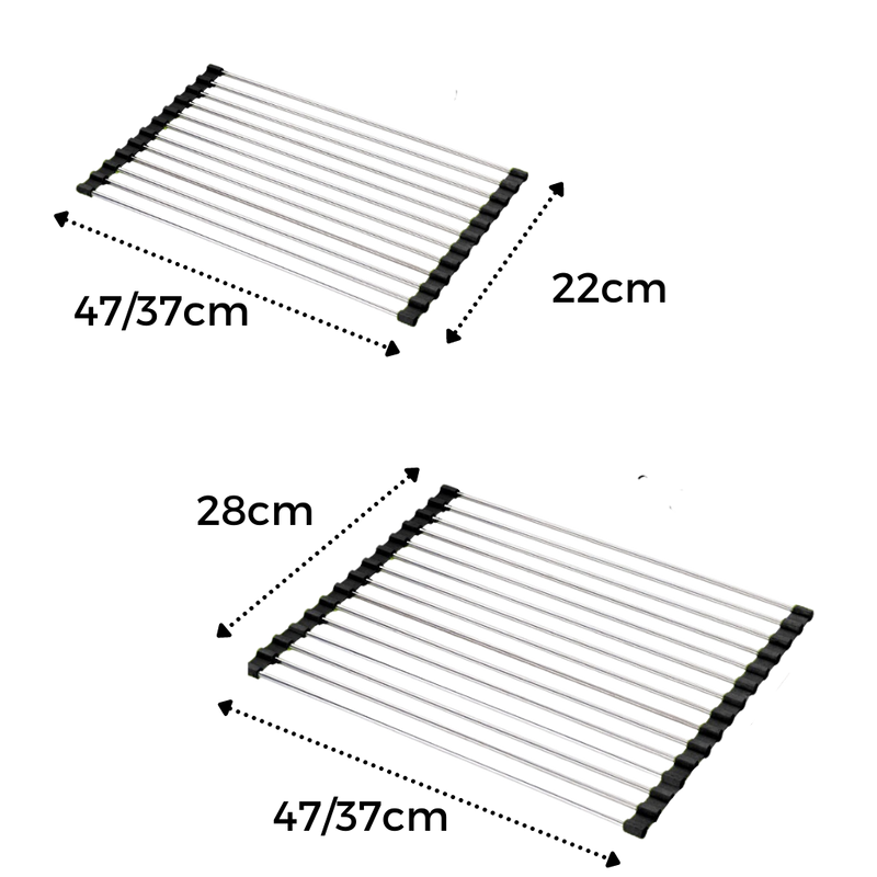 Roll-up stainless steel drainer for dishes and food