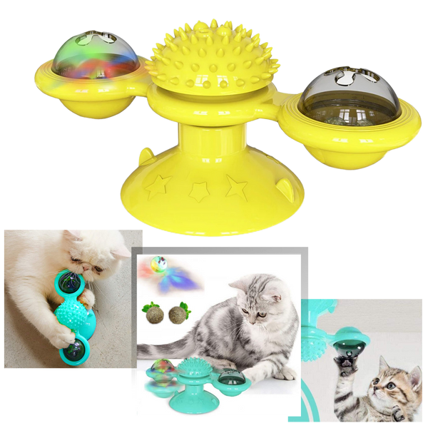 Rotative Windmill Cat Toy With Brush