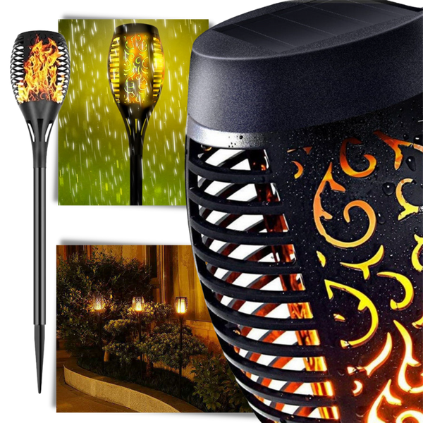 LED Solar Torch Light with flickering flame