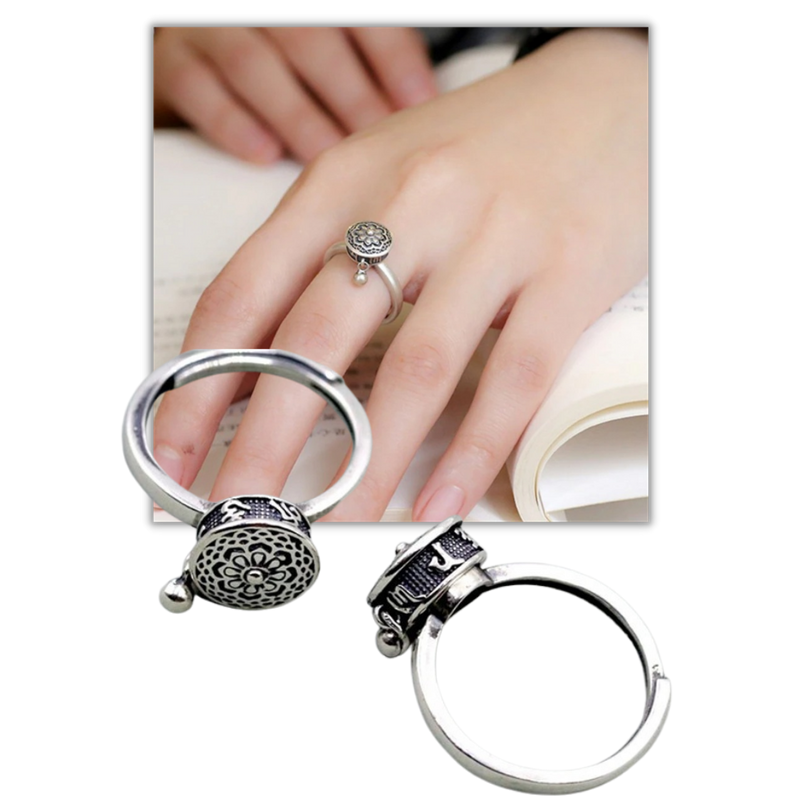 Spinning Buddhist Mantra Ring for Women