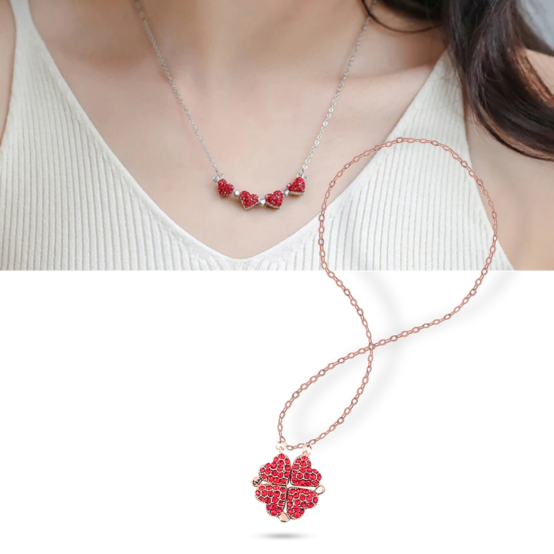 Adjustable 4 Leaf Clover Heart Necklace