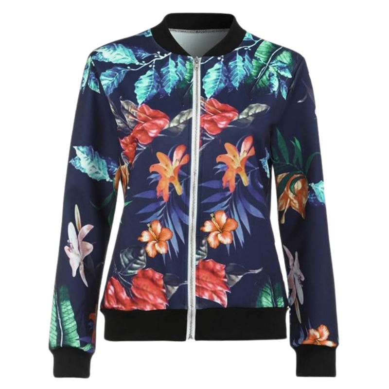 Long Sleeve Flower Bomber Jacket