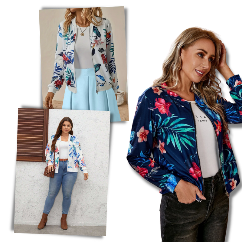 Long Sleeve Flower Bomber Jacket