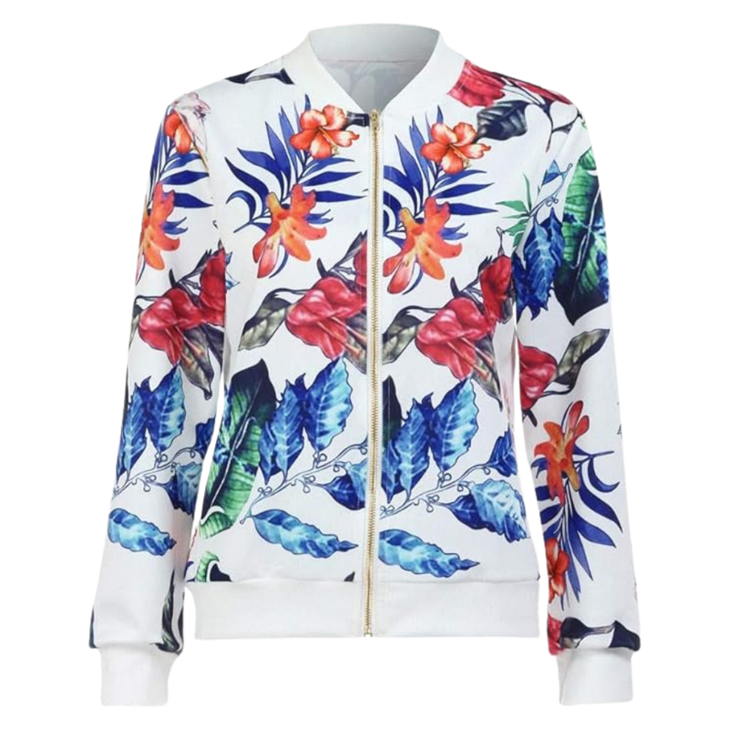 Long Sleeve Flower Bomber Jacket