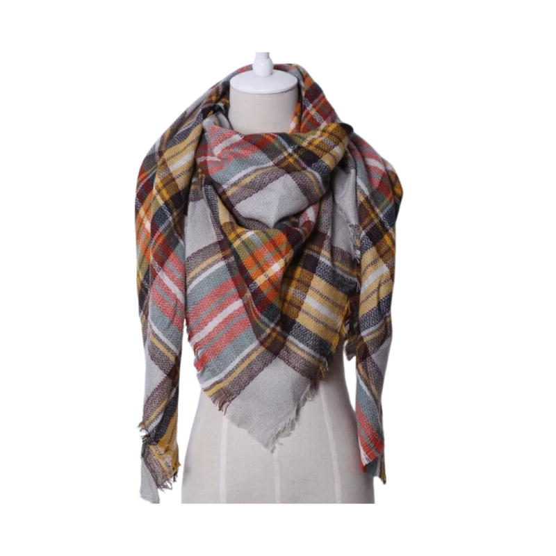 Plaid Cashmere Scarf Mohair feel